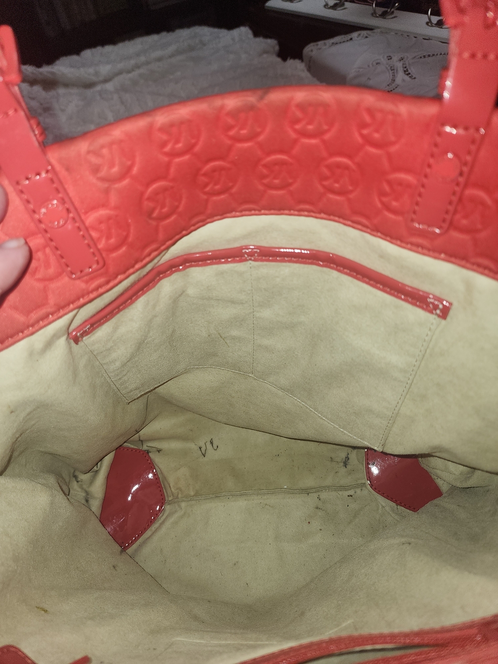 Michael Kors Orange Neoprene Embossed Tote Bag Jet Set Signature - Picture 6 of 8